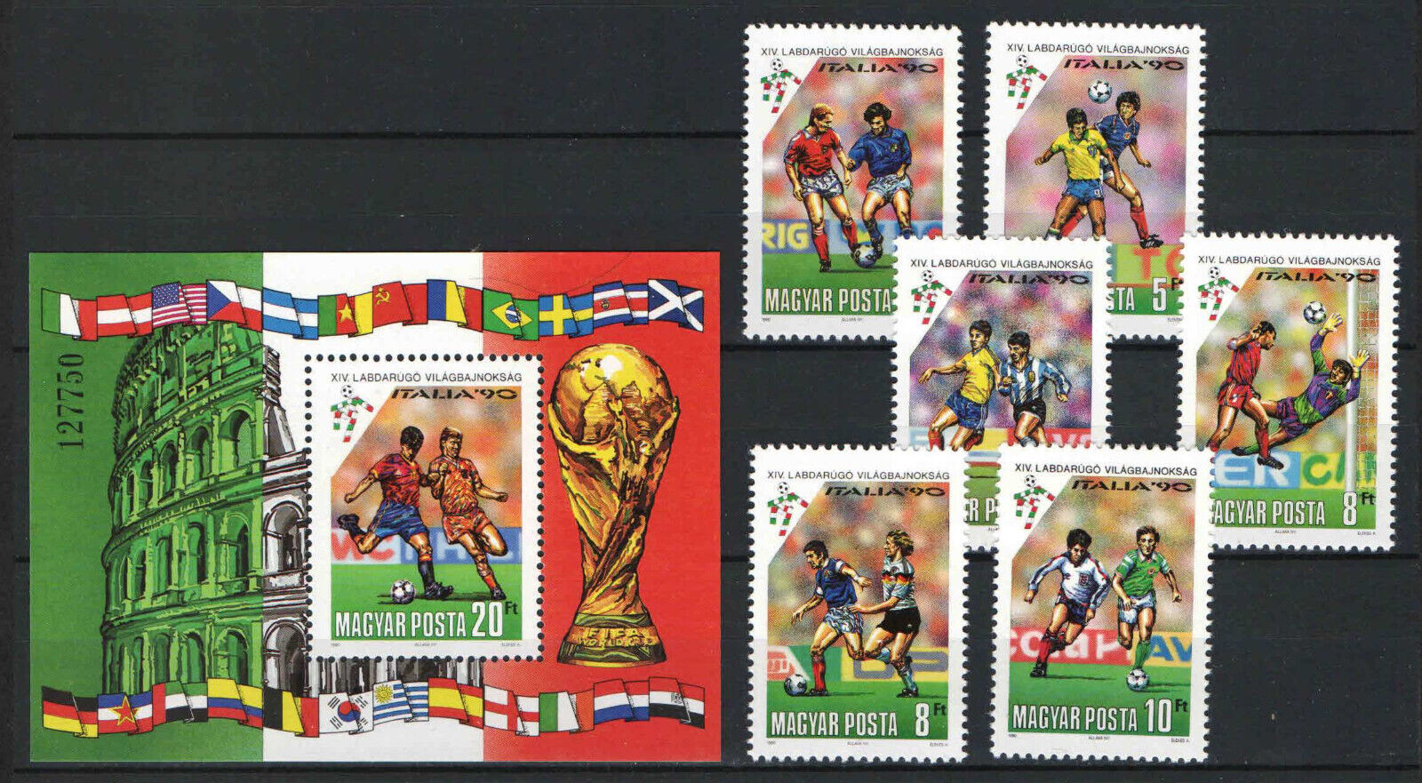 Two In One - Hungary 1990.  Football Soccer World Cup Italy Set With Sheet Mnh
