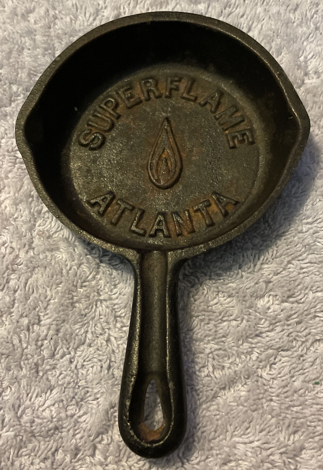Vintage Superflame Atlanta Cast Iron Advertising Tray Ashtray Pot Pan Skillet