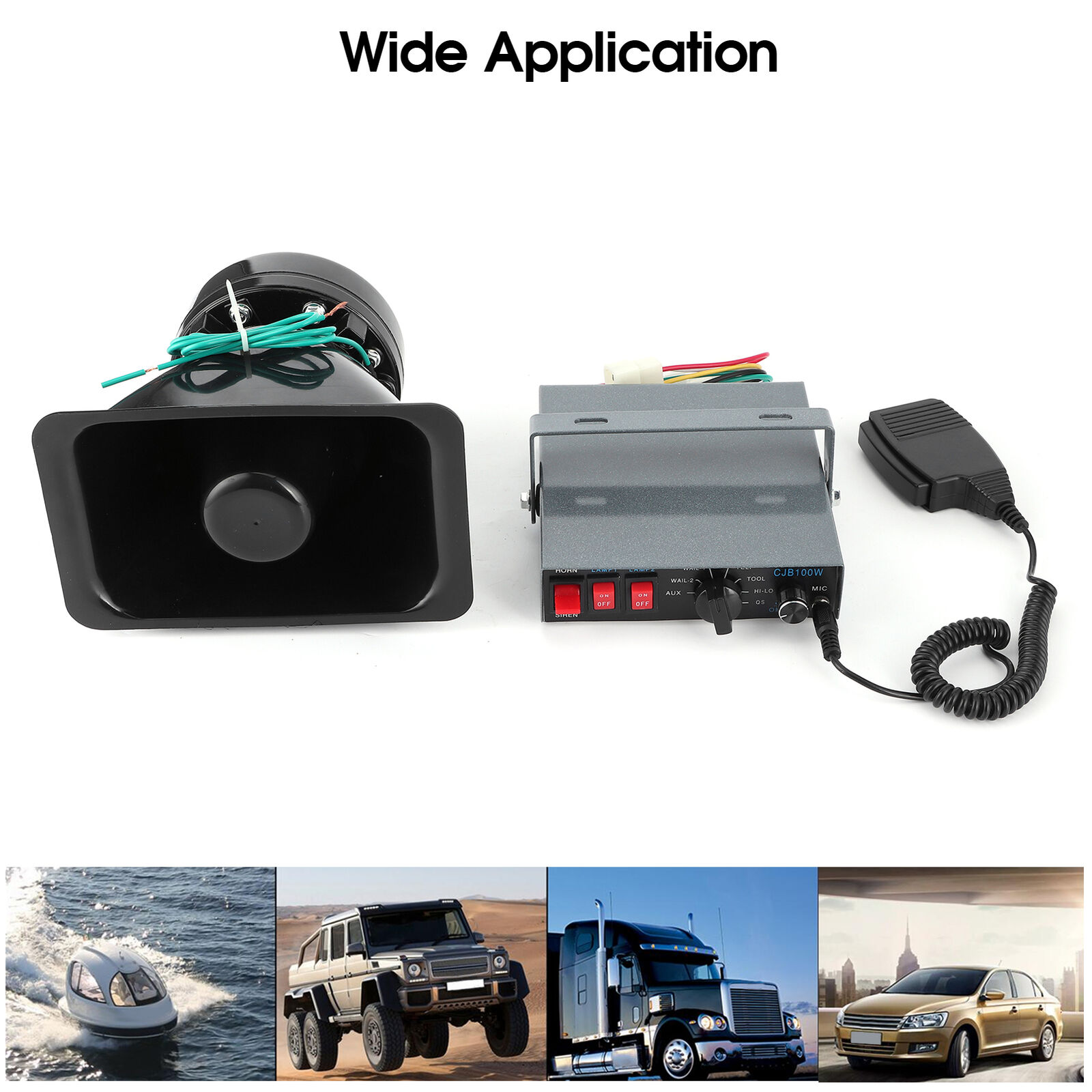 100w 12v Siren Speaker 8 Tones 130db  Sound For Fire Trucks Ambulances