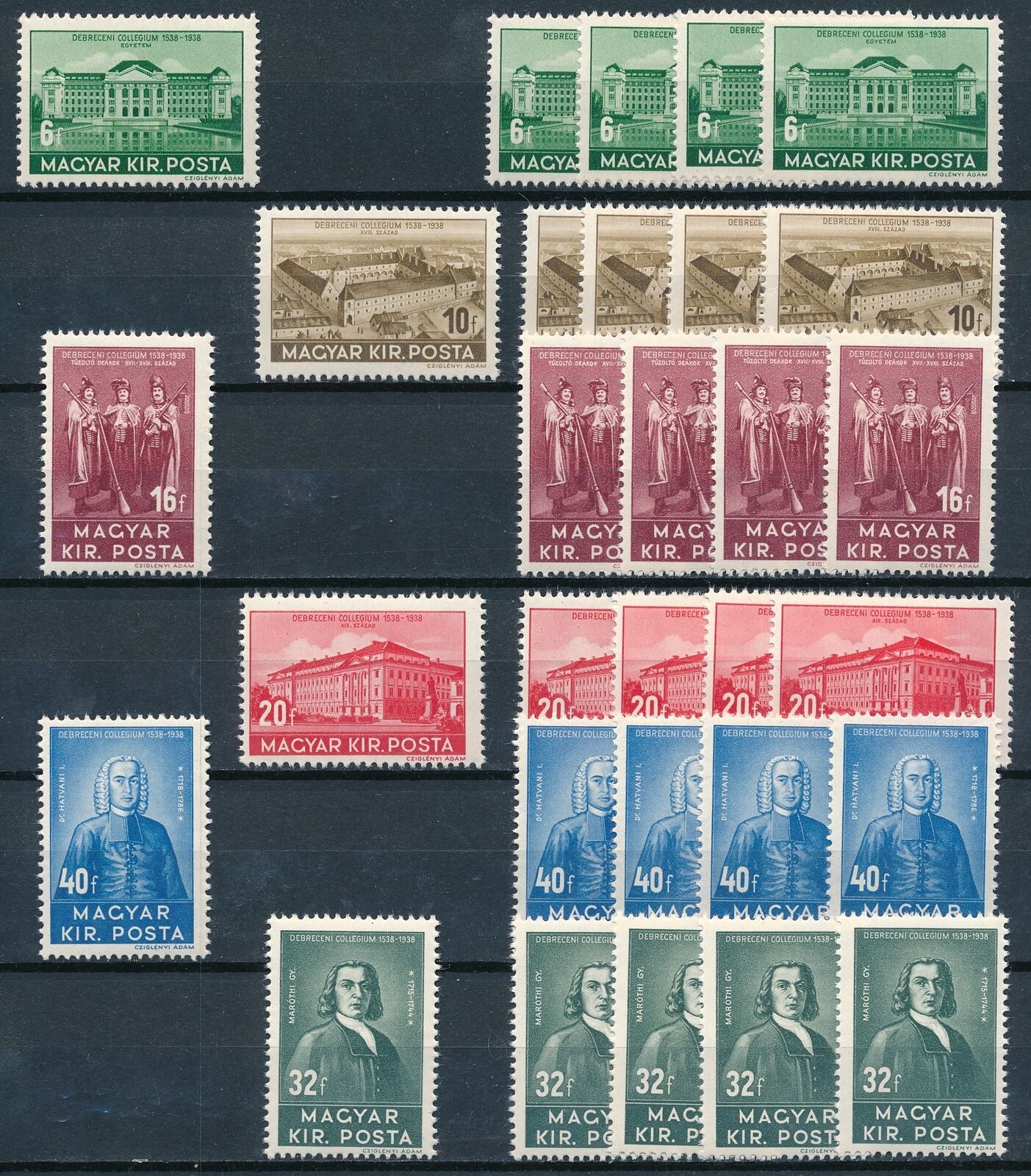 [p5690] Hungary 1938 Good Sets (5) Of Stamps Very Fine Mnh