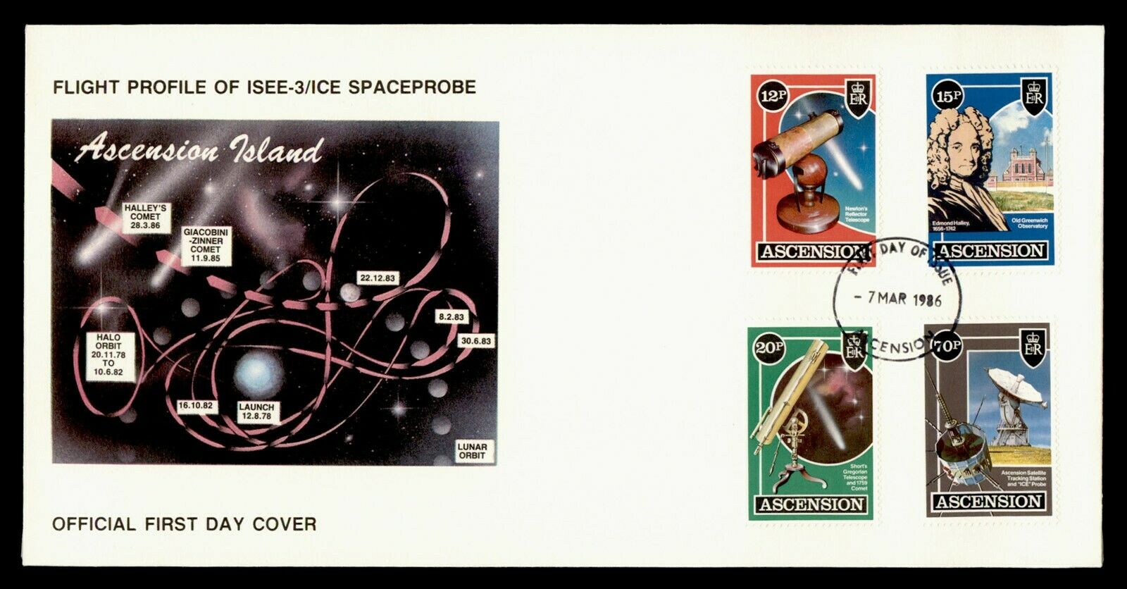 Dr Who 1986 Ascension Fdc Space Halleys Comet Cachet Combo  G24183