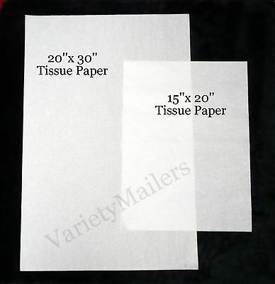 100 Sheets White Tissue Paper 15x20 & 20x30 ~ 50 Each Of Two Sizes