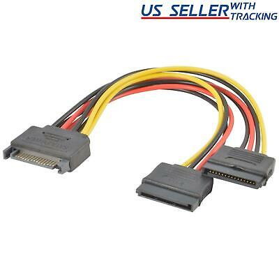 Sata Power 15-pin Y-splitter Cable Adapter Male To Female For Hdd Hard Drive