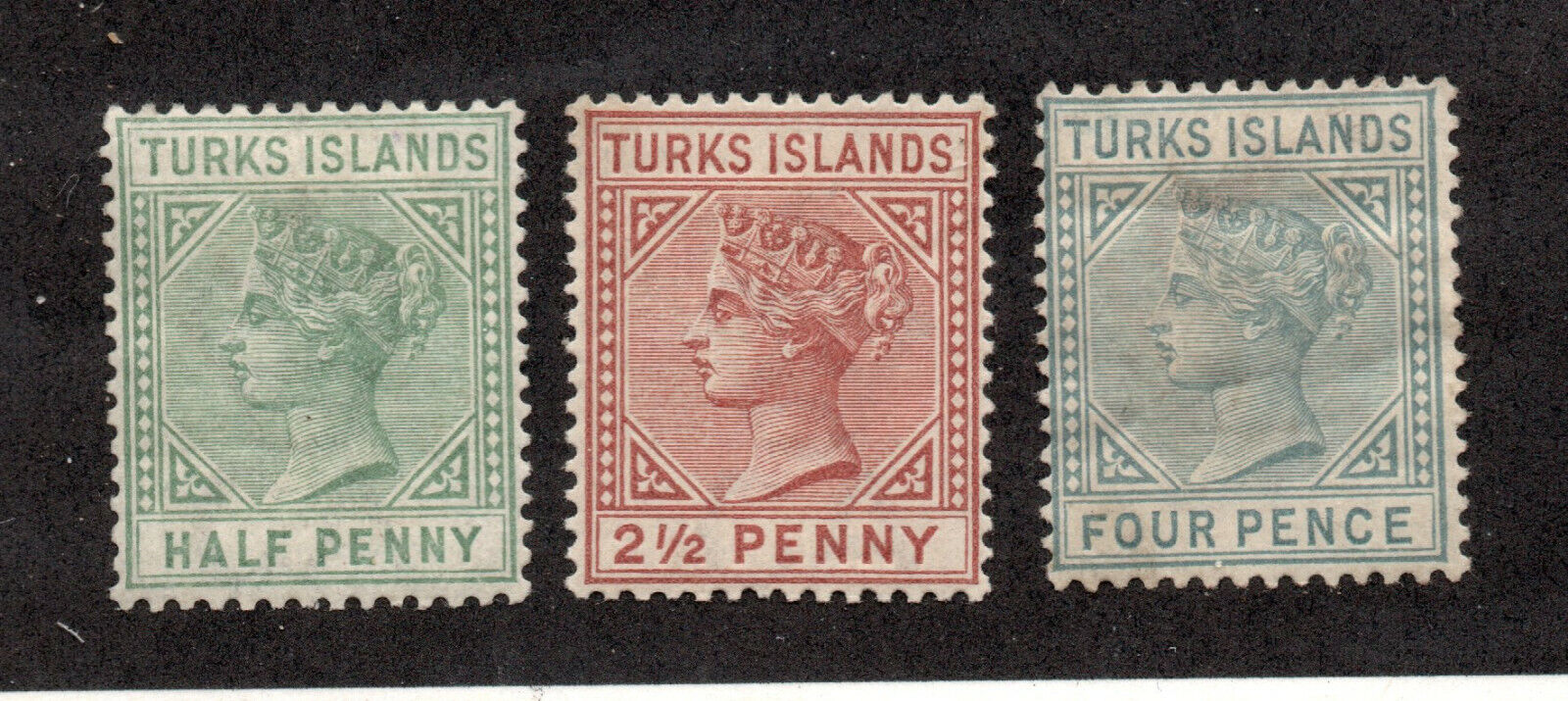 Turks Islands - Sg# 53, 56, 57 Mh (rem) / Wmk Crown Ca - Lot 0420526