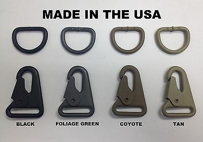 Usa Made Hk H&k Clip 1" Style Sling Clip Snap Hook W/ Steel D Ring 4 Colors