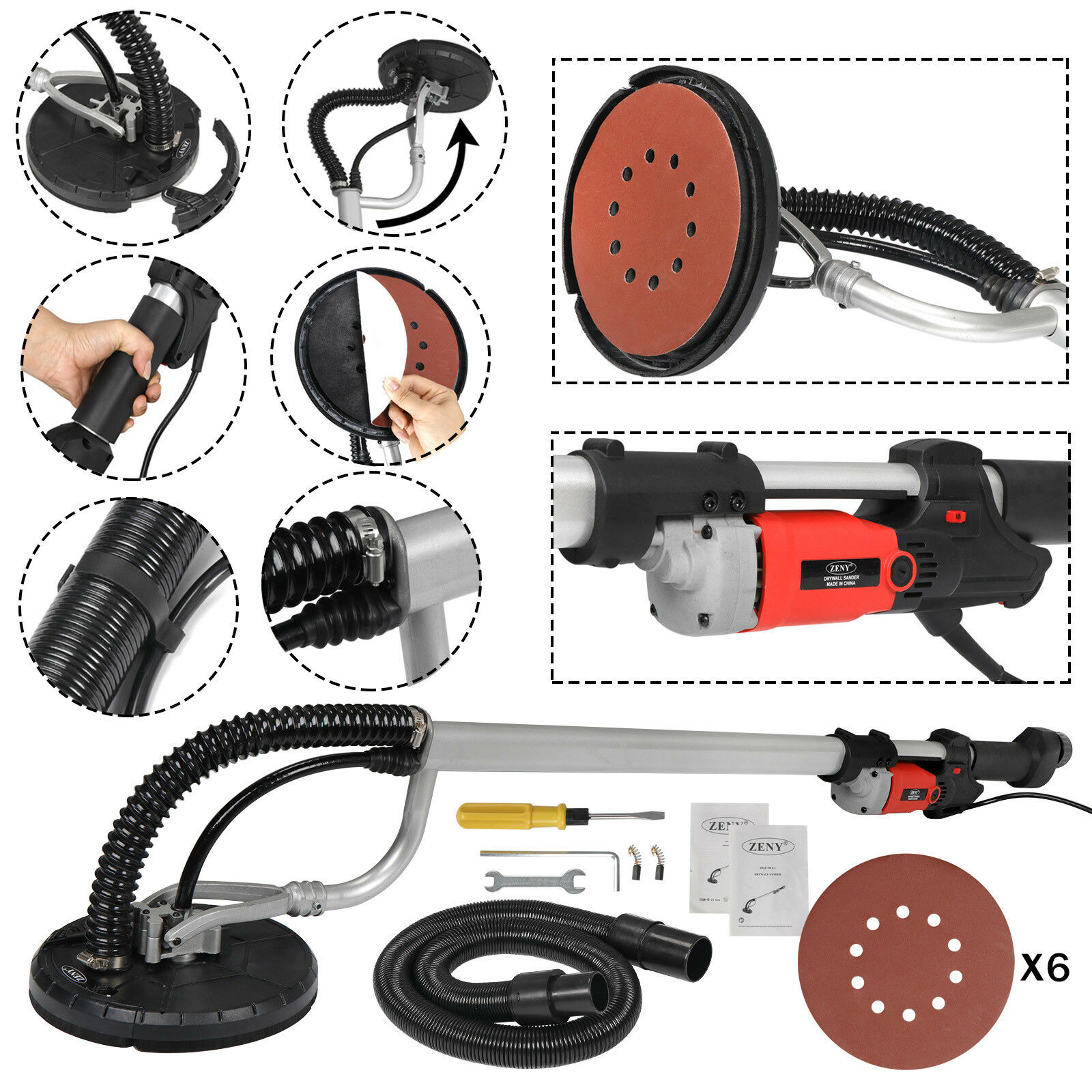 New Electric Drywall Sander Adjustable Variable Speed With Sanding Pad 800w