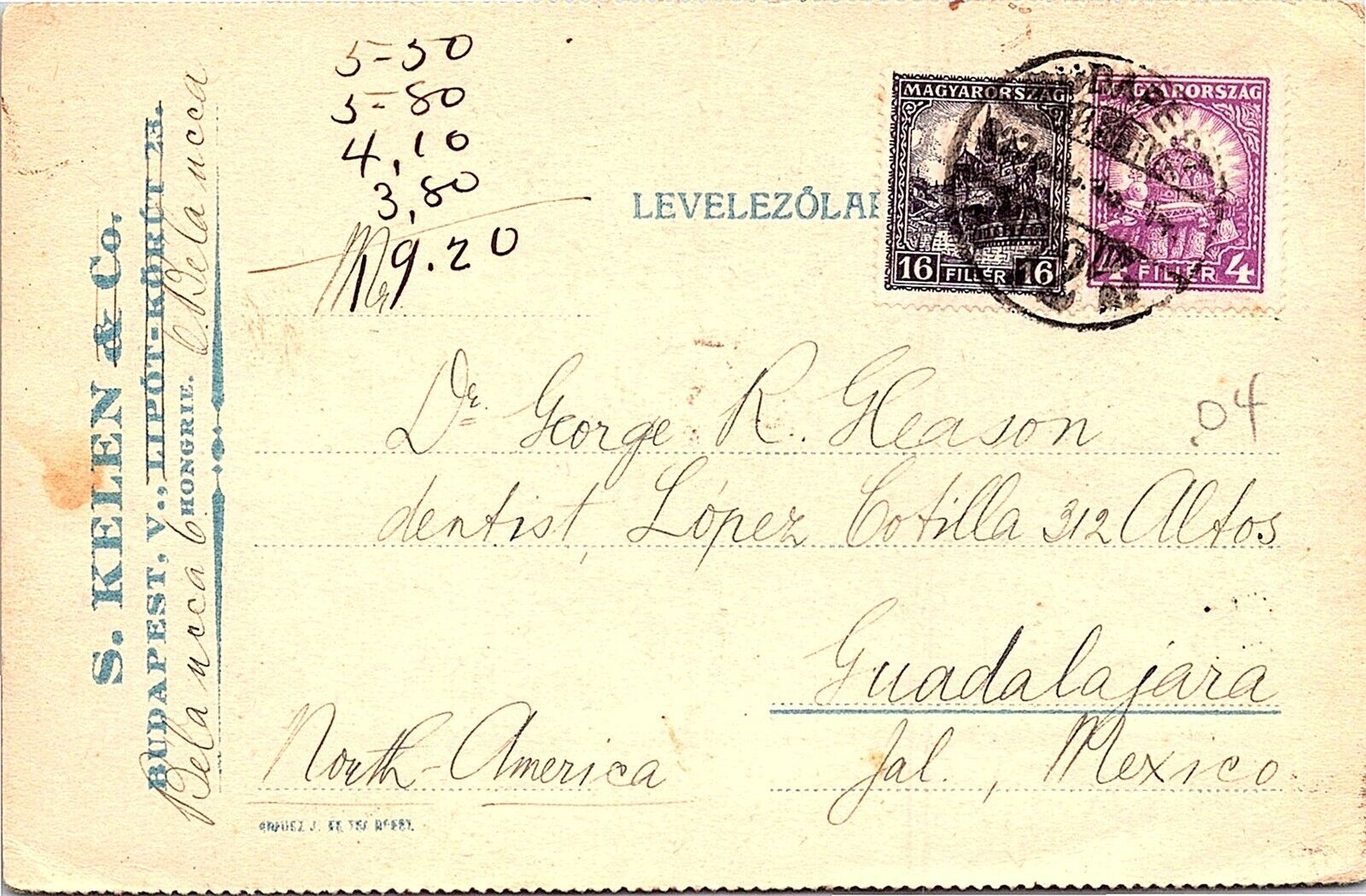 Gp Goldpath: Hungary Postcard 1927, To Mexico Cv188_p23