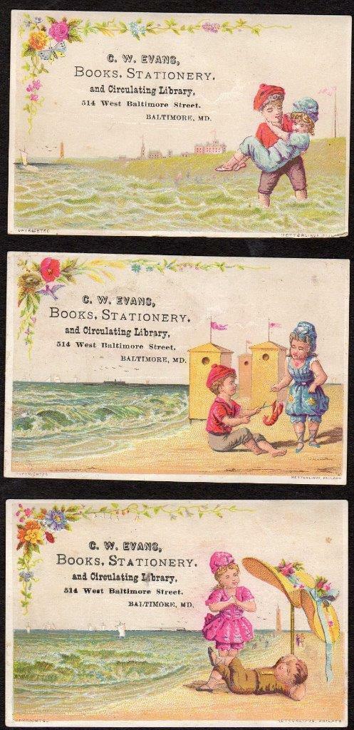 Set/3 Baltimore Maryland*md*cw Evans Books & Stationery*circulating Library*vtcs