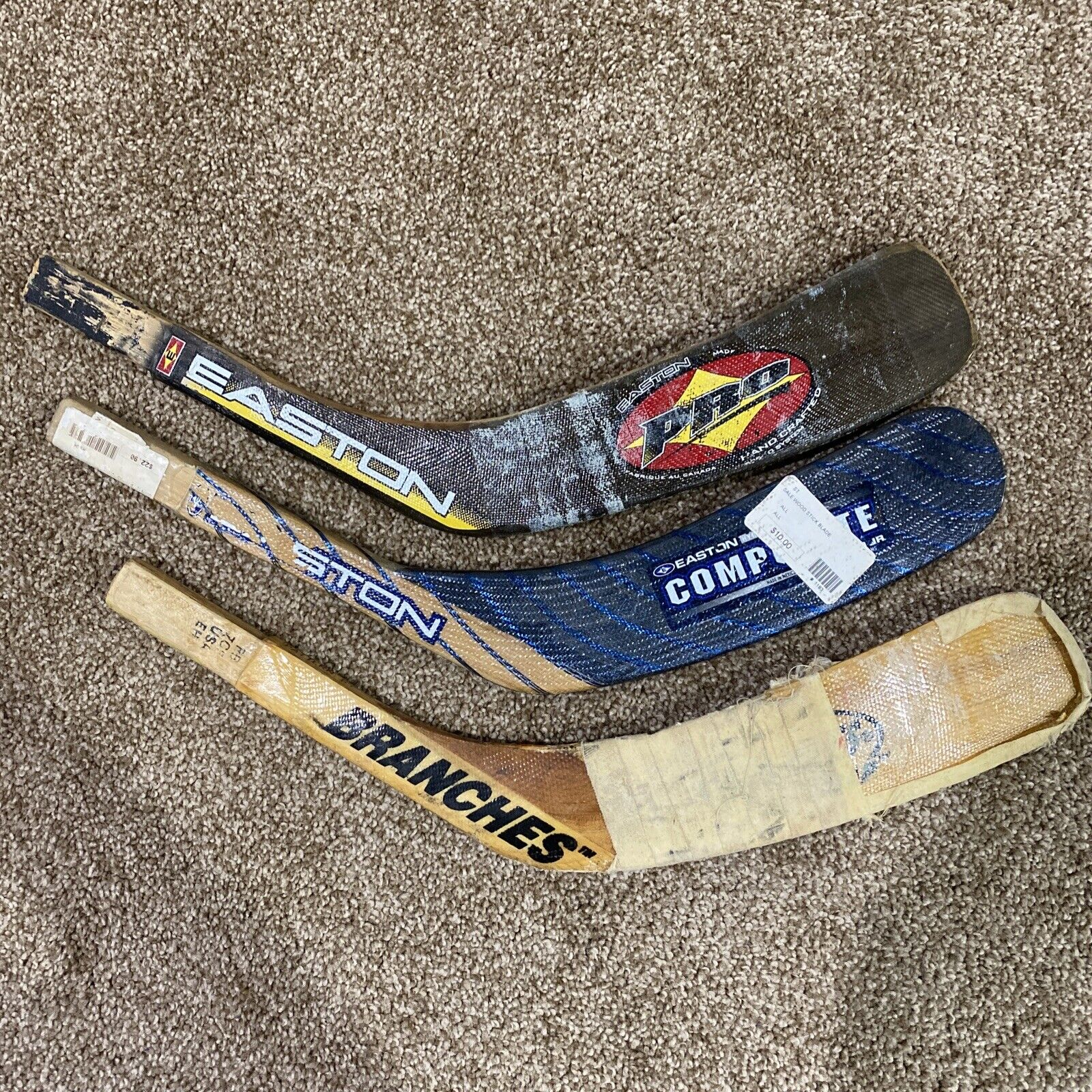 Lot 3 Easton Jr Modano Shanahan Wood Hockey Stick Replacement Blades Right Hand