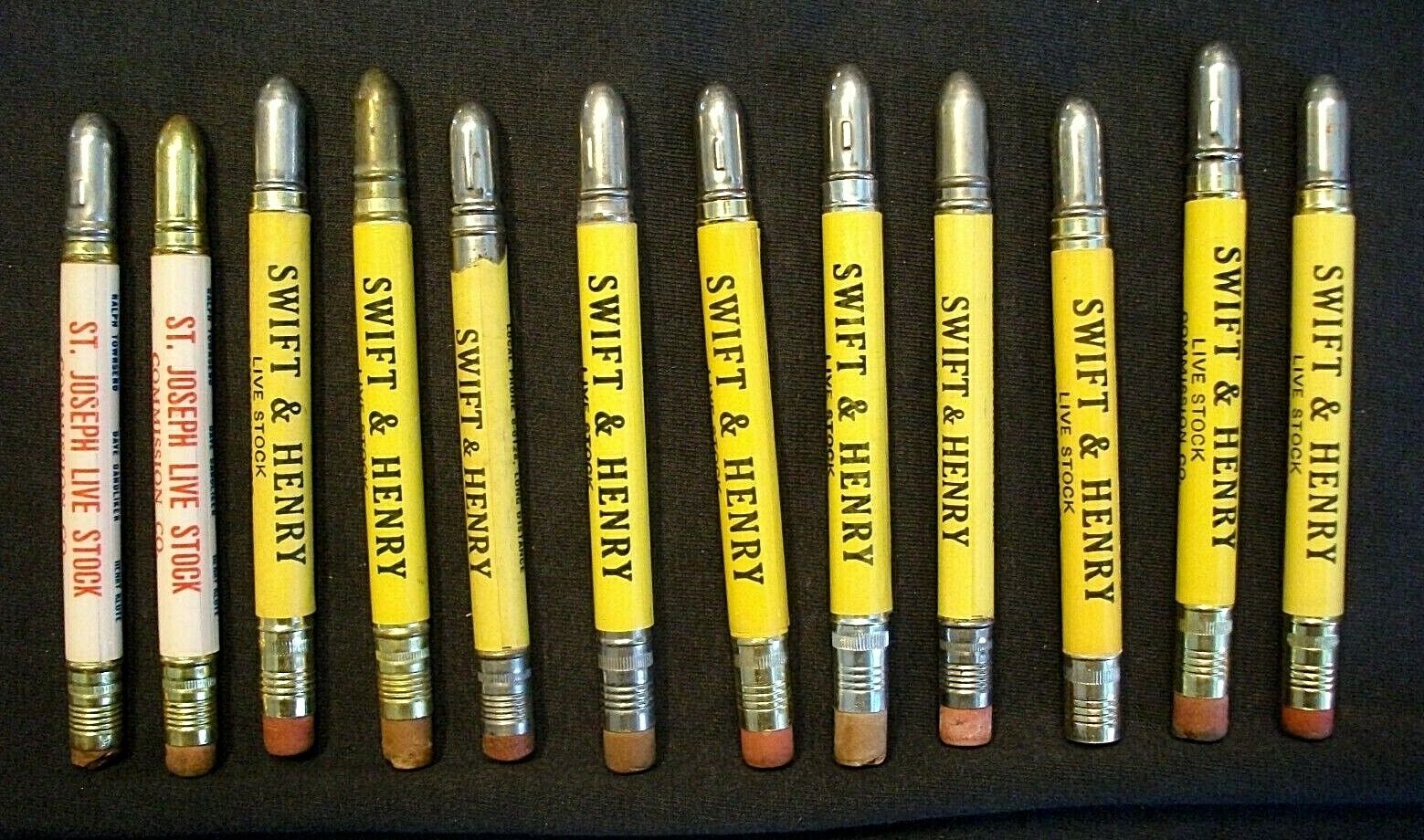 Vintage St.joseph Missouri Livestock Commission Exchange Bullet Pencil Lot Of 12