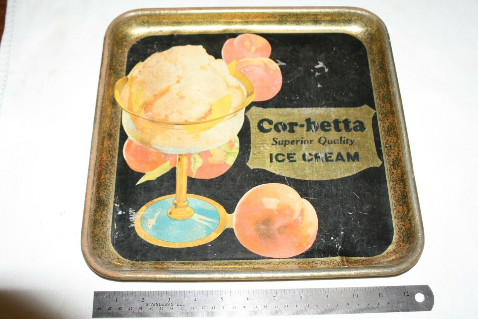 Vintage Htf Full Color C1930 Cor-betta Superior Quality Ice Cream Serving Tray