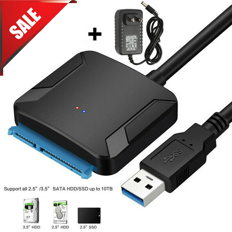 Usb 3.0 To Sata Iii Adapter For 2.5" 3.5" Sdd Hdd Hard Drives With 12v/2a Power