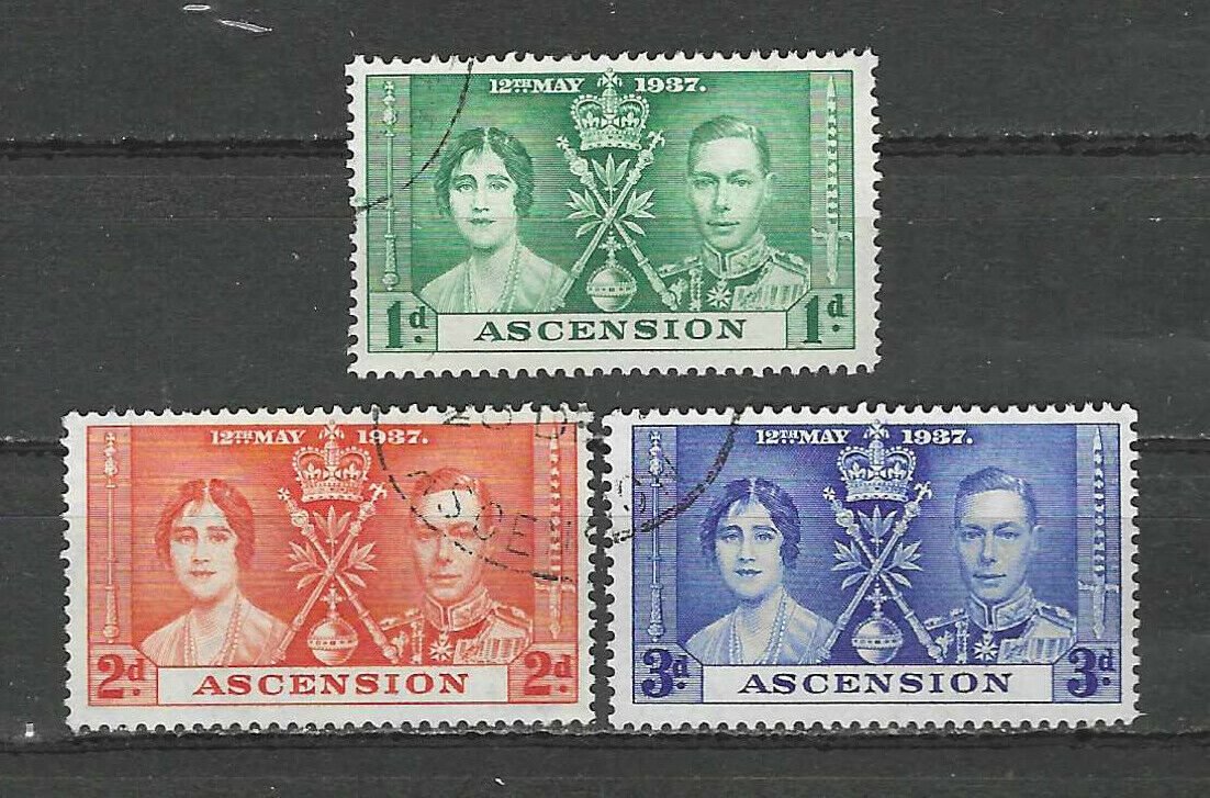 Aascension , 1937 , George Vi , Coronation ,  Set Of 3  Stamps , Perf , Used