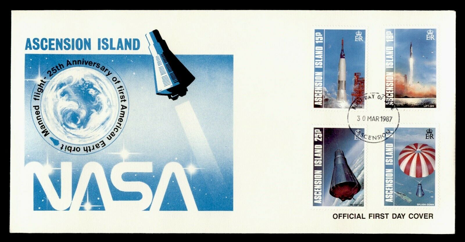 Dr Who 1987 Ascension Island Fdc Space 25th Anniv Manned Flight C244443