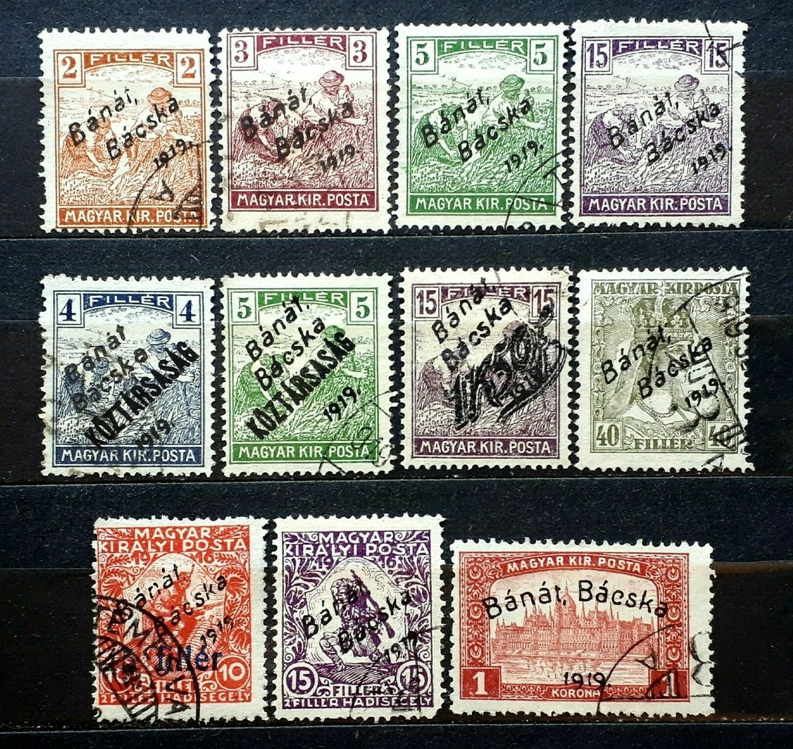Hungary Stamps Serbien Occupation Banat Bacska Overprint 1919 - Used Collection