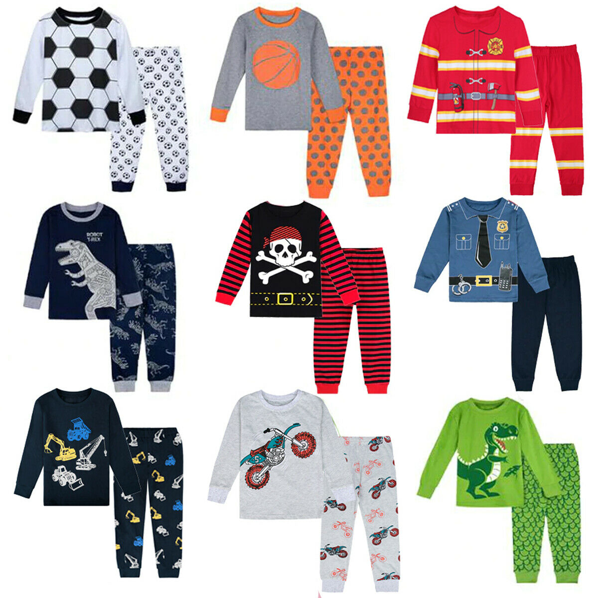 Kids Boys Pajamas Set Toddler Sleepwear Baby Winter Clothes 2-10y