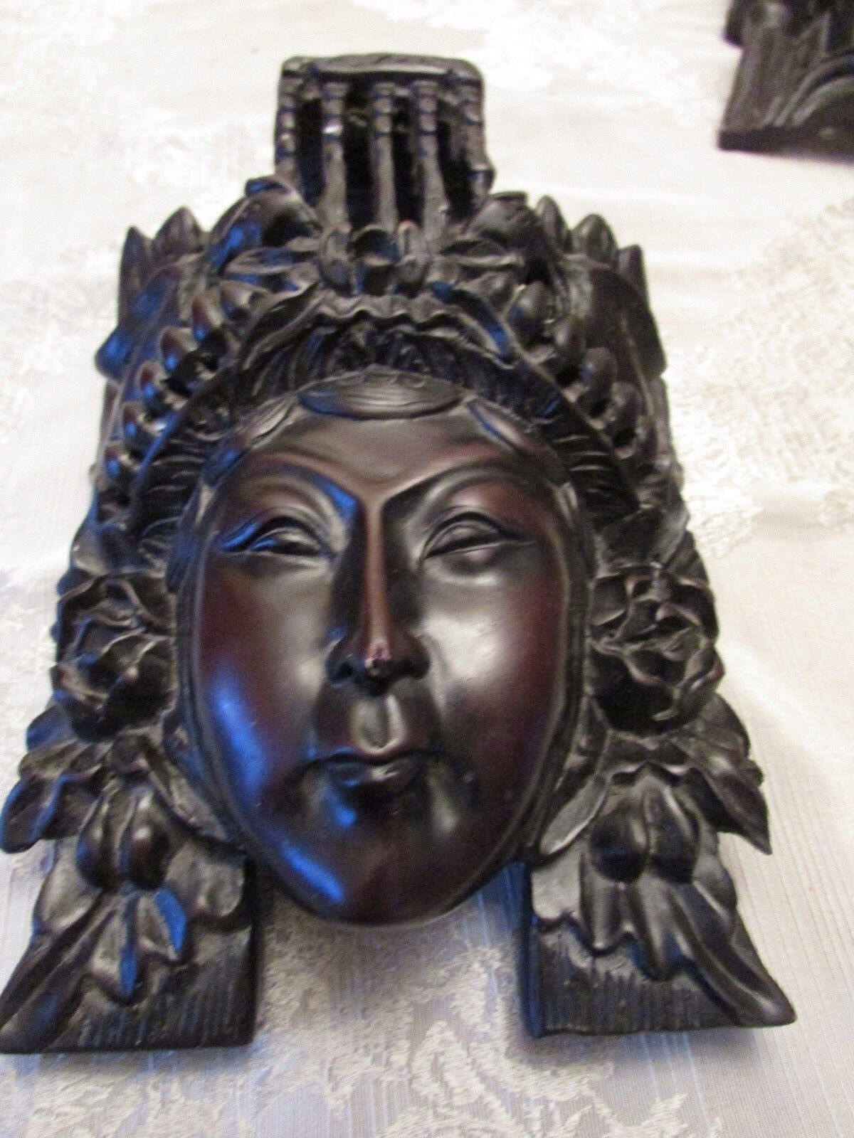Antique  Carving / Mask  ( Woman / Birds)