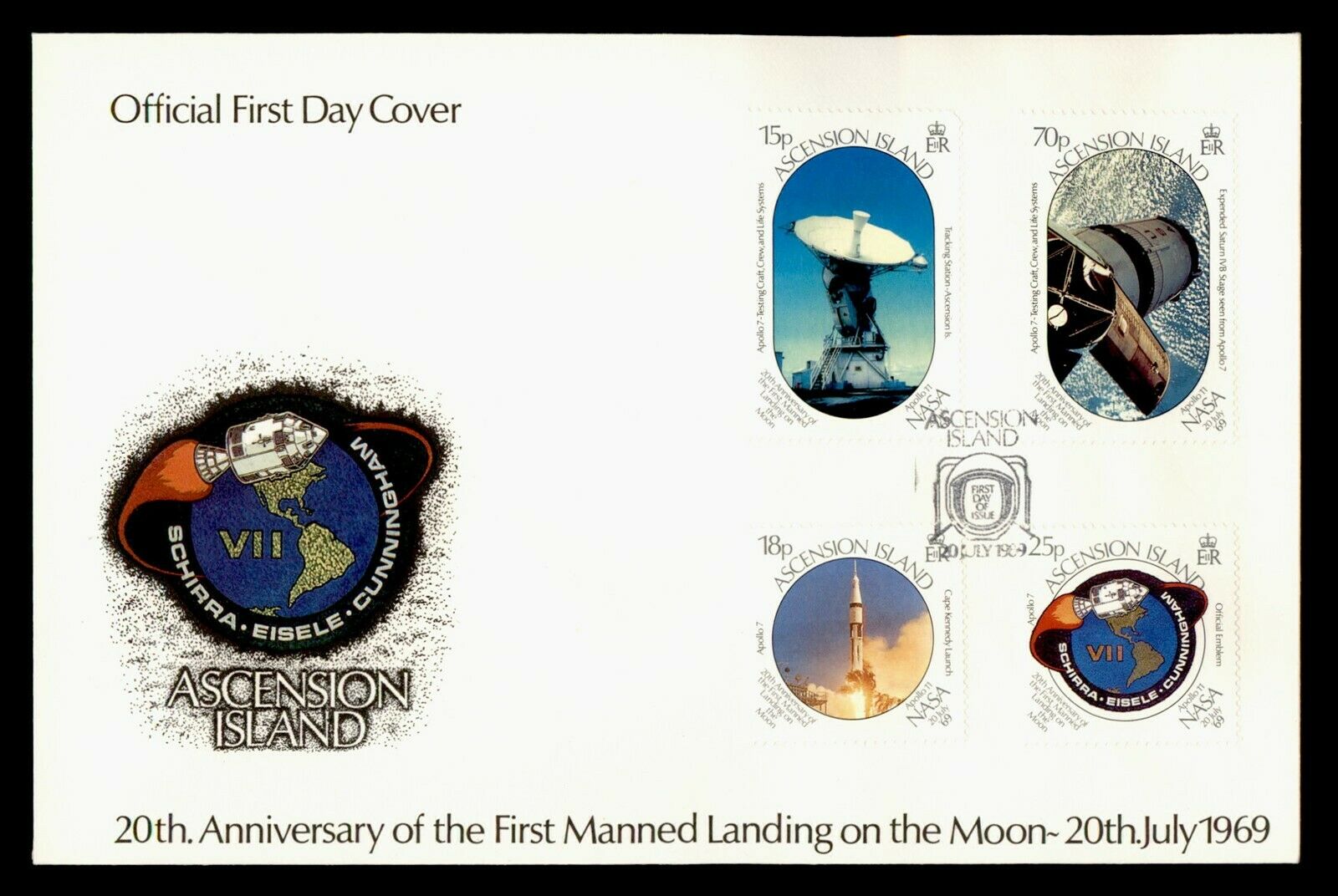 1989 Ascension Island Fdc Space Moon Landing Aniv Cachet Combo