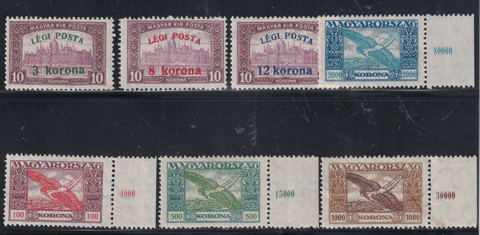 Hungary Stamp Mh/og  Airmail Stamps Collection Lot #1 Bottom Stamps Mnh
